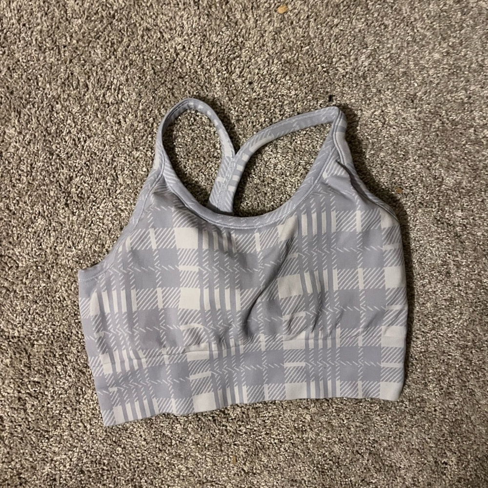 Zyia Gray Plaid Women's Sports Bra